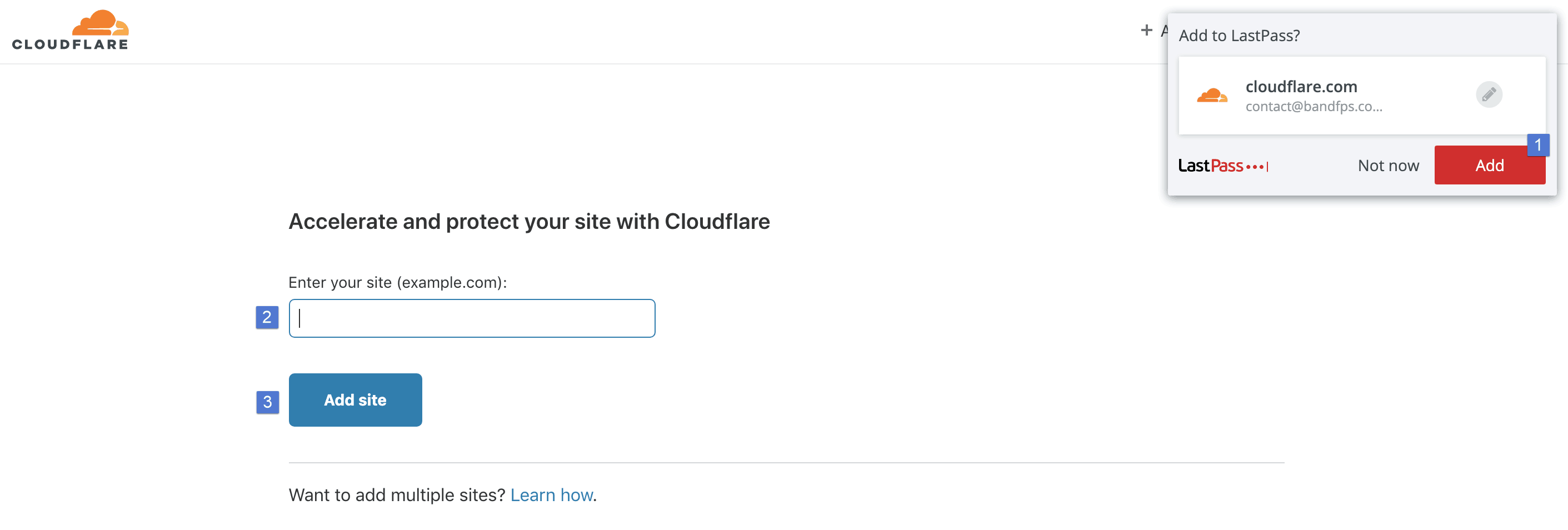 cloudflare add site