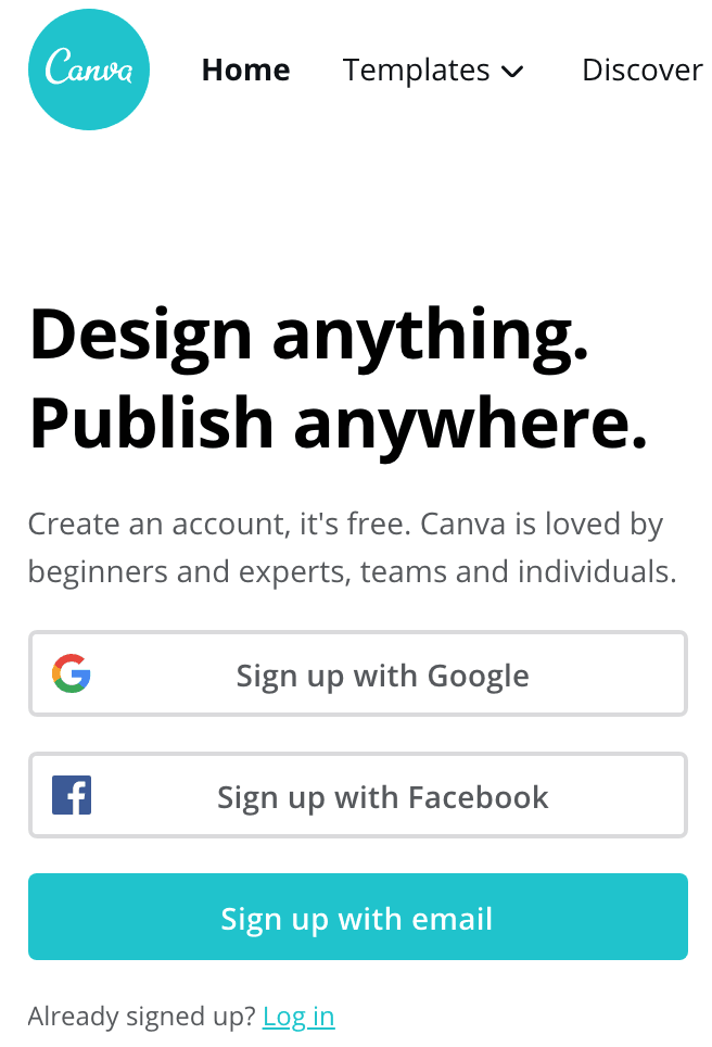 canva sign up